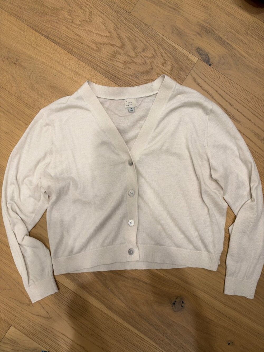 A New Day Cream V-Neck Cardigan Women's M